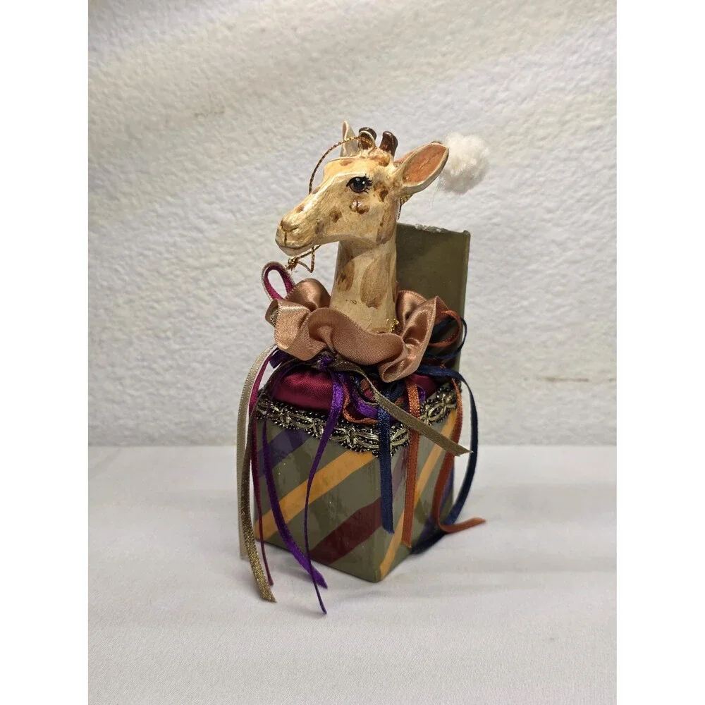 Vintage Katherines Collection Handcrafted Wooden Giraffe Trinket ornament Xmas